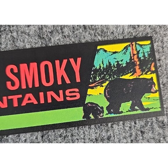 Vtg Great Smoky Mountains Bumper Sticker Small Native American Bear - Picture 3 of 6